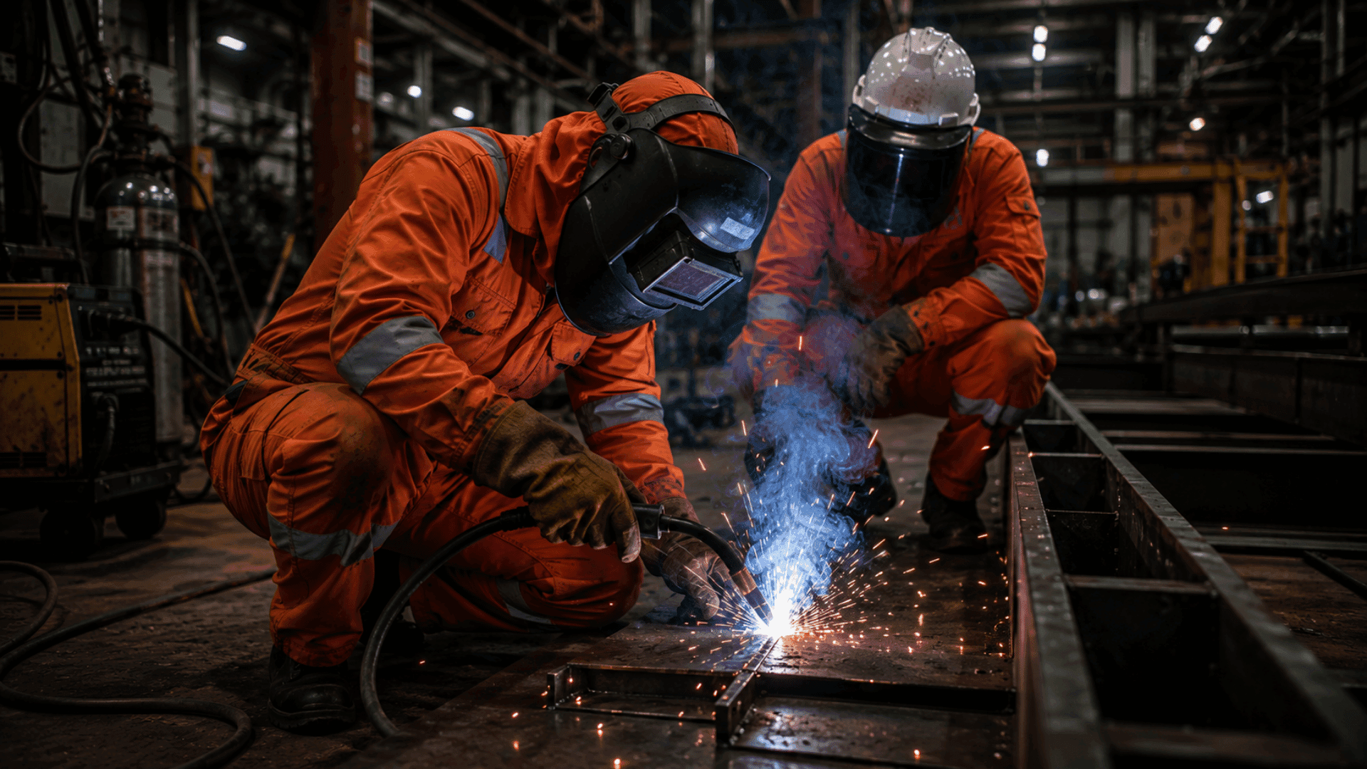 Pengelasan di fasilitas industri berat